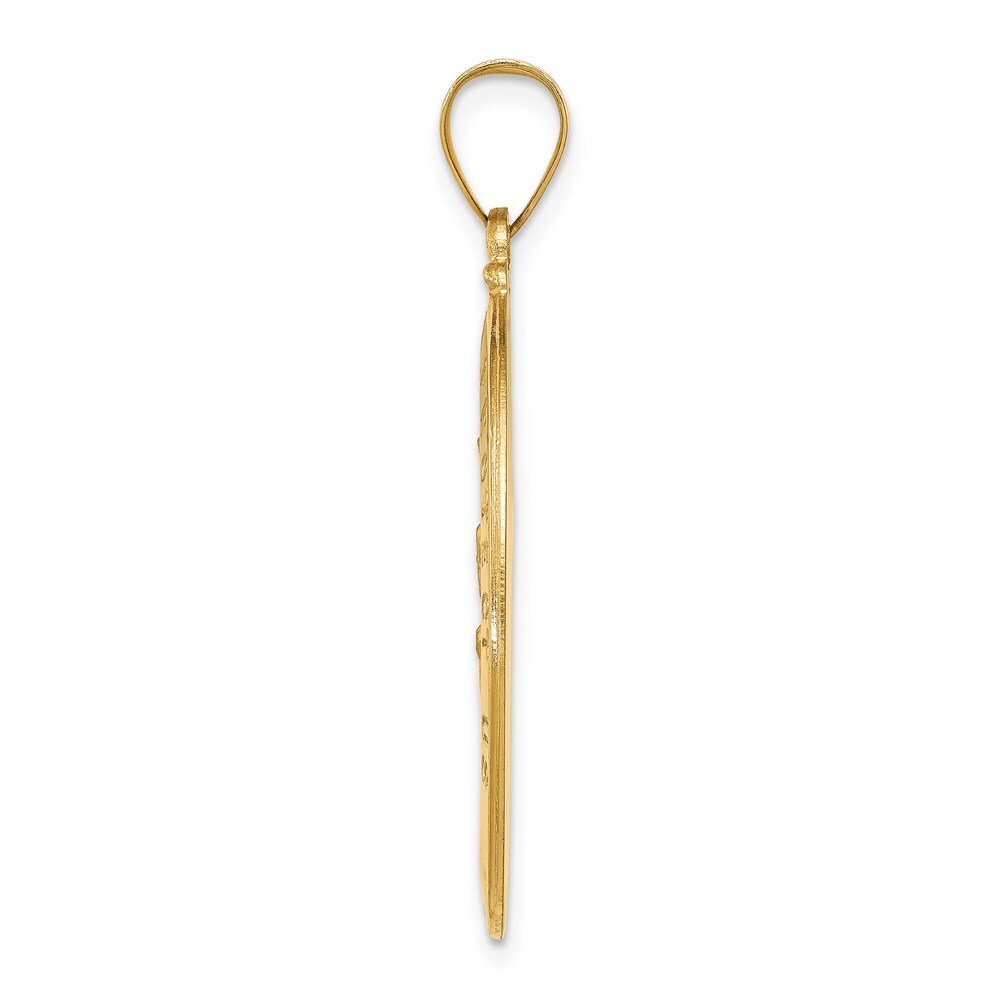 14k Yellow Gold Polished and Satin St Christopher Medal Hollow Pendant for Women