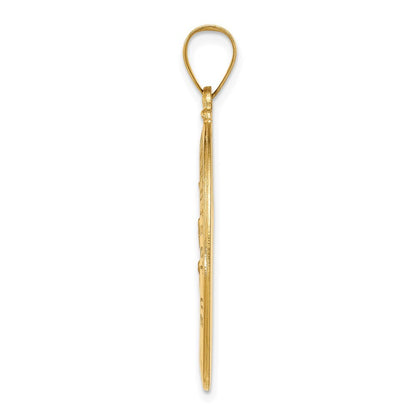 14k Yellow Gold Polished and Satin St Christopher Medal Hollow Pendant for Women