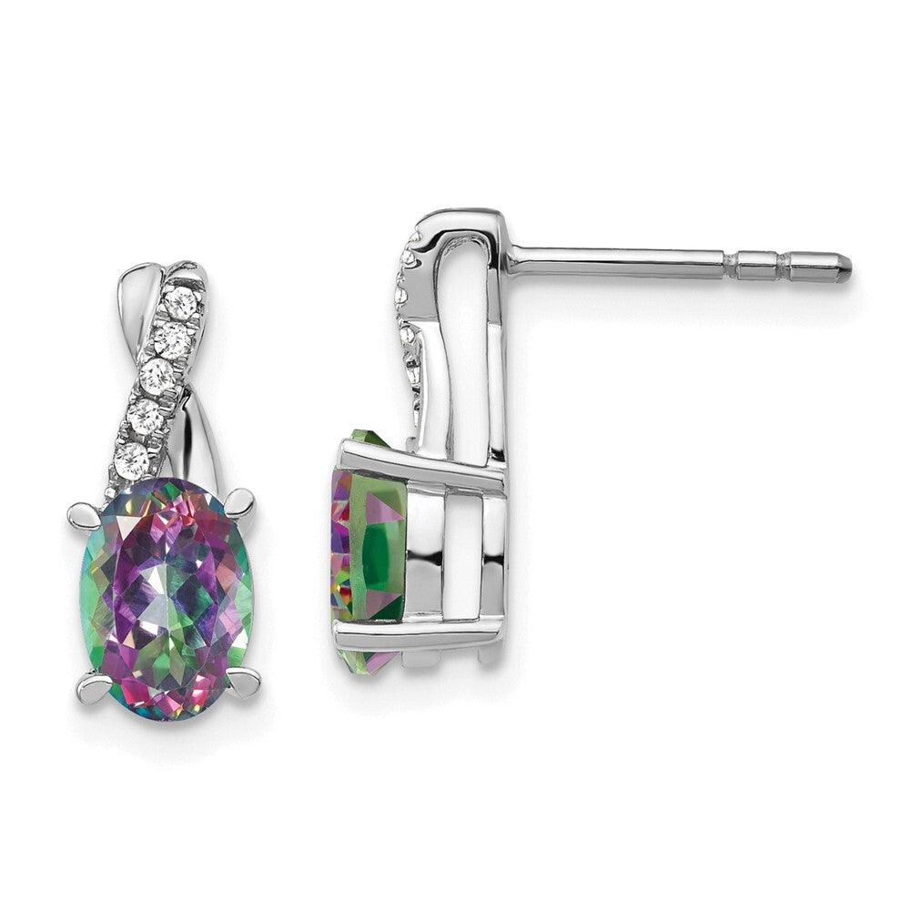 14k White Gold Mystic Fire Topaz and Diamond Drop & Dangle Earrings