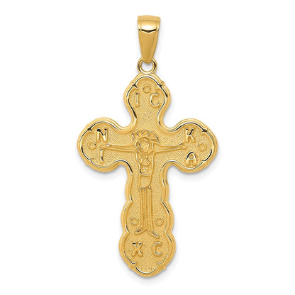 14k Yellow Gold Satin Crucifix Pendant