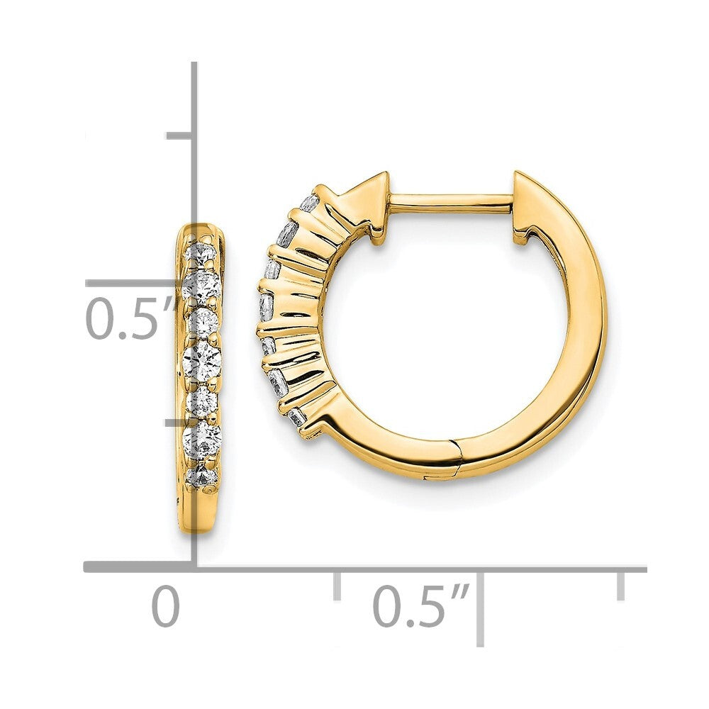 14k Yellow Gold Diamond Hinged Hoop Earrings