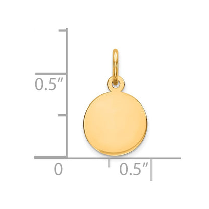 14k Yellow Gold Plain .011 Gauge Circular Engravable Disc Charm