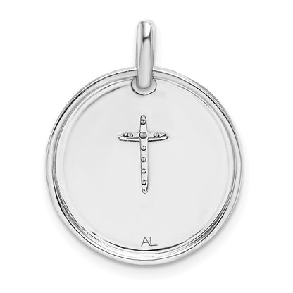 14k White Gold Diamond Cross Faith Pendant for Women