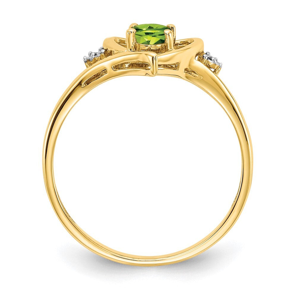 14K Yellow Gold Peridot and Diamond Heart Ring