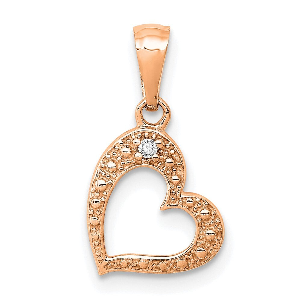 14k Rose Gold .01ct. Diamond Heart Pendant for Women