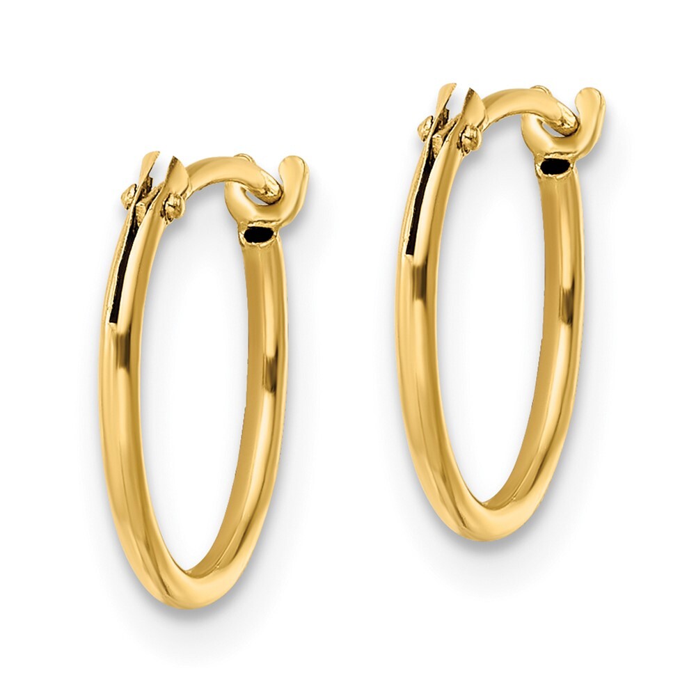 14k Yellow Gold Polished Hinged Hoop Earrings Gift for Women