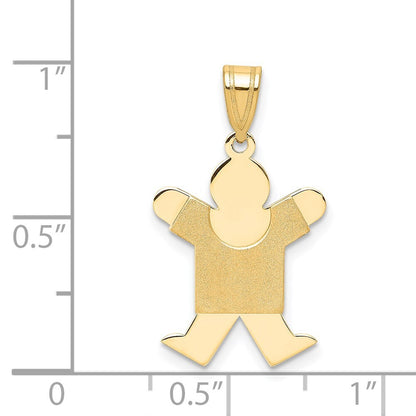 14k Yellow Gold Solid Satin Engravable Boy Jumping Charm Pendant for Women