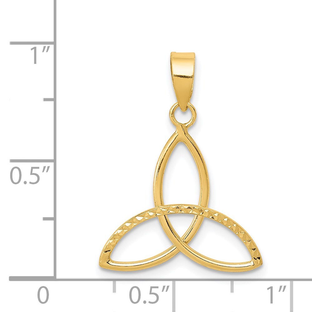 14k Yellow Gold Diamond Cut Trinity Pendant for Women