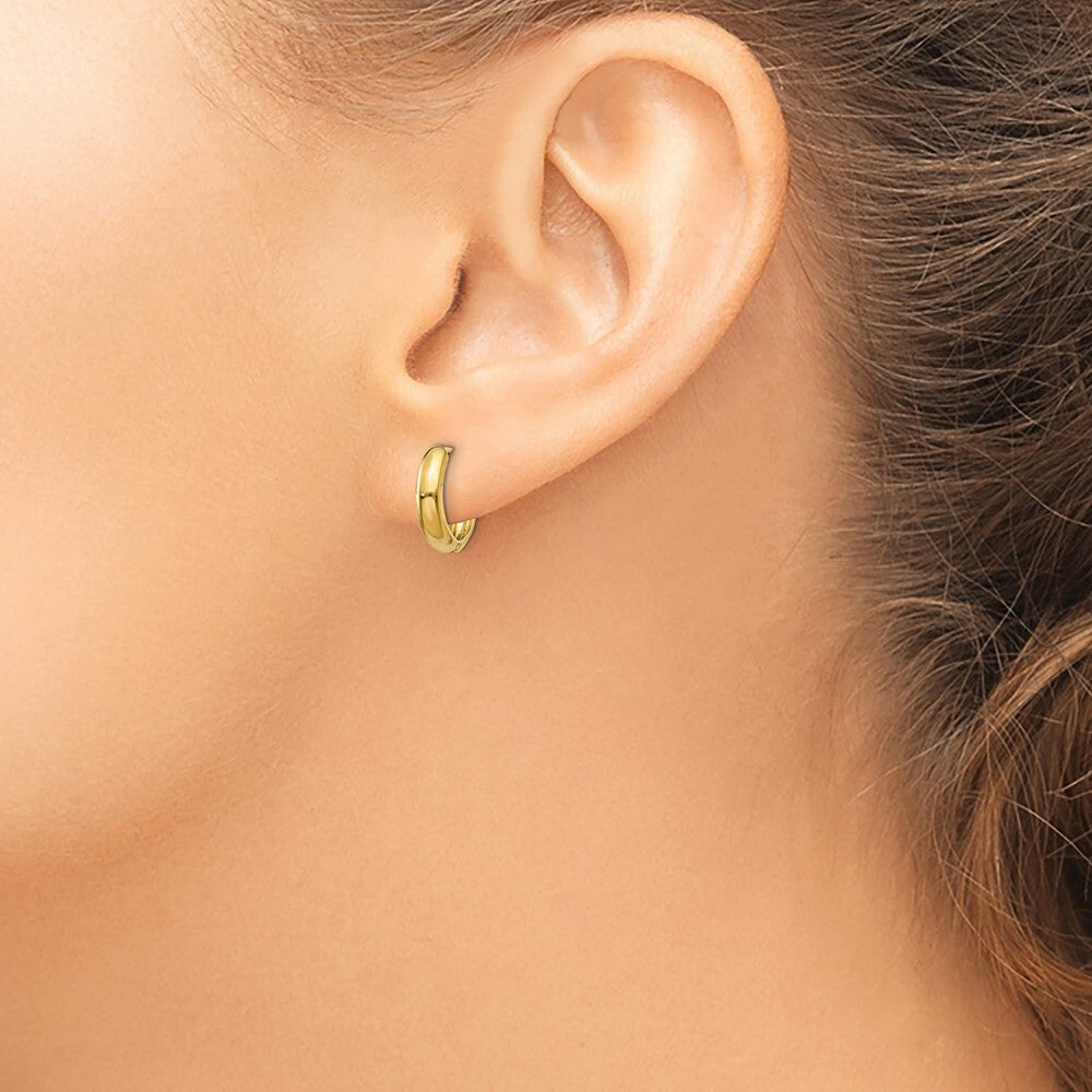 14k Yellow Gold Polished Hinged Hoop Earrings Gift for Women