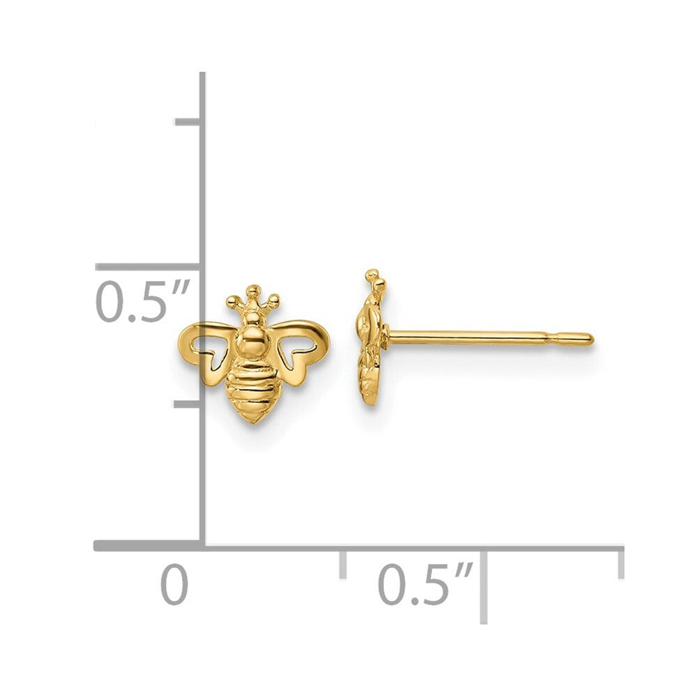 14k Yellow Gold Bumble Bee Stud Earrings