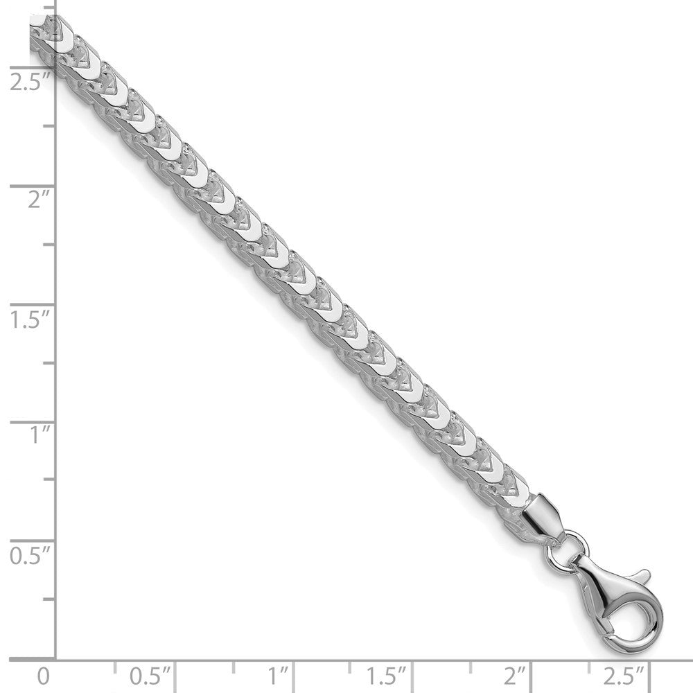 Sterling Silver Rhodium-plated 4.7mm Diamond-Cut Square Franco Chain Bracelet