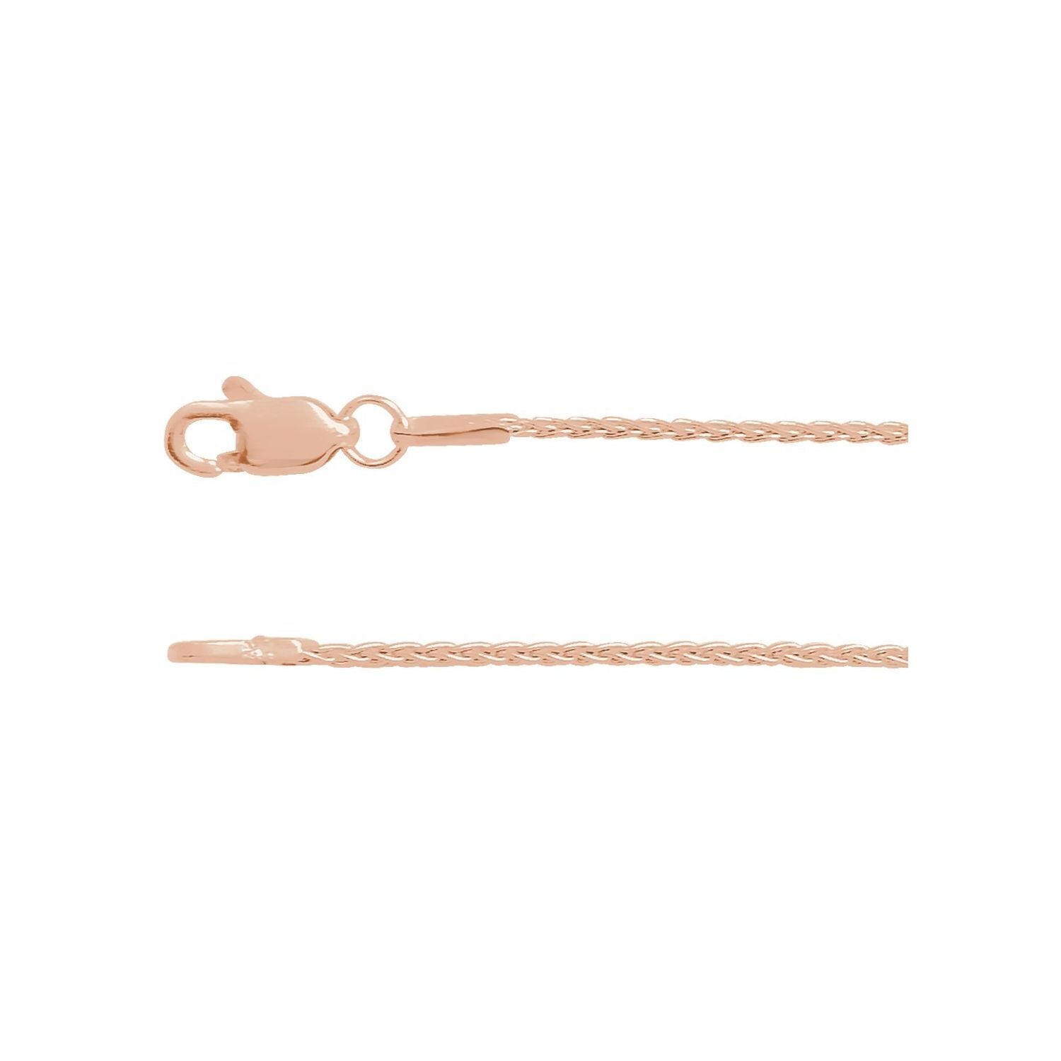 14k Rose Gold 1 mm Wheat 24" Chain Necklace Fine Gift for Women