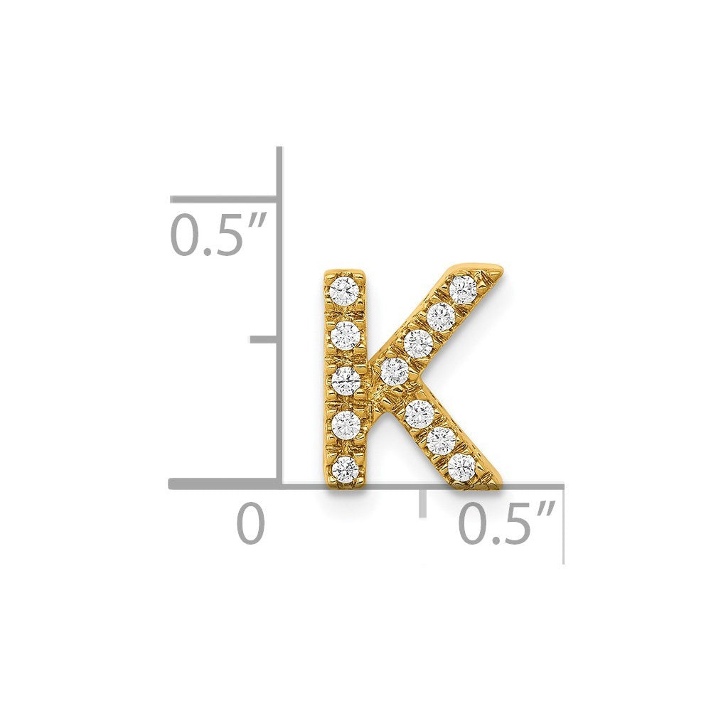 14k Yellow Gold Diamond Letter K Initial Charm Pendant
