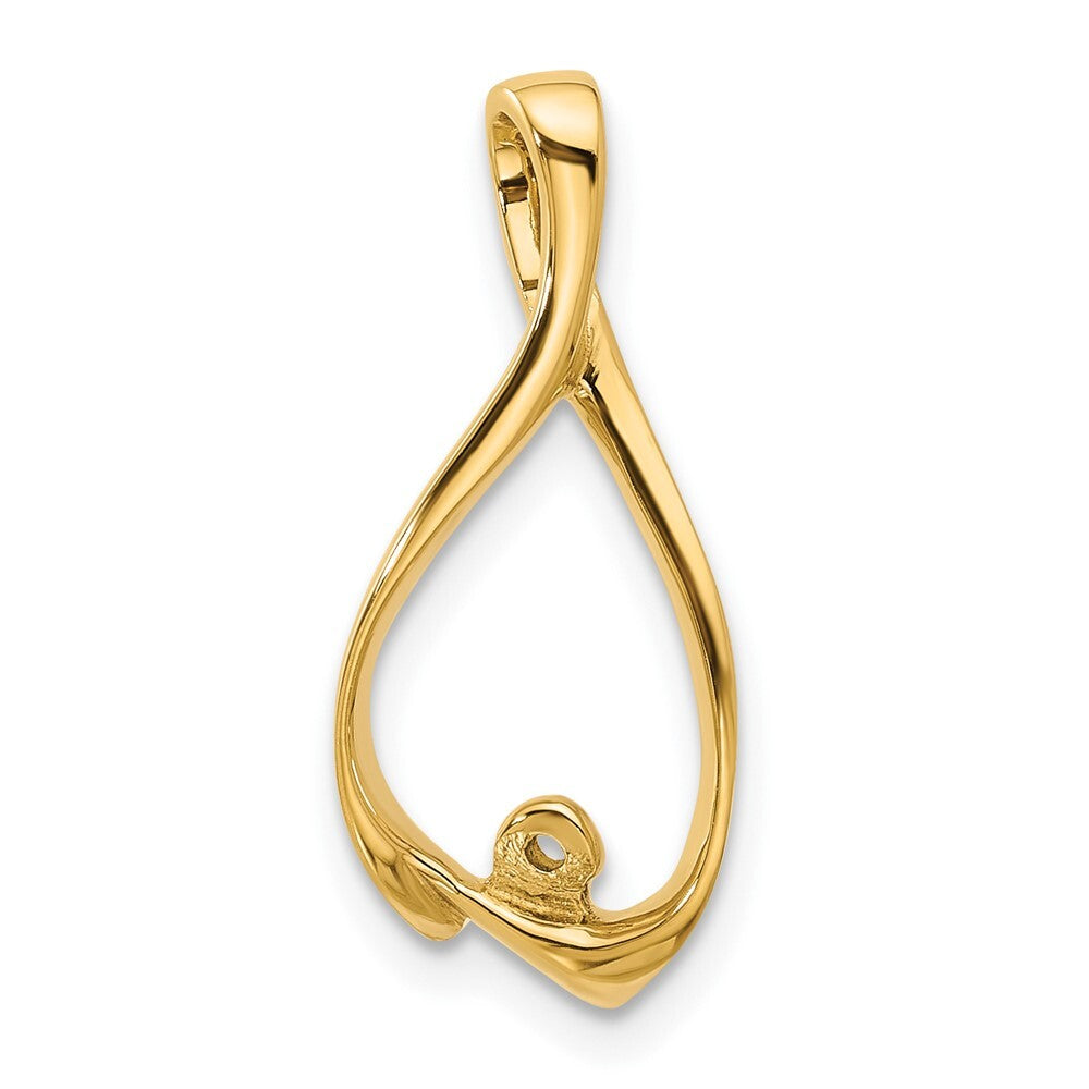 14k Yellow Gold Fancy Peg Set Slide Pendant Mounting for Women