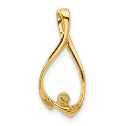 14k Yellow Gold Fancy Peg Set Slide Pendant Mounting for Women