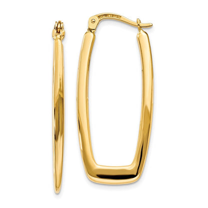 14k Yellow Gold Polished 2.25mm Rectangle Hoop Earrings Gift for Women