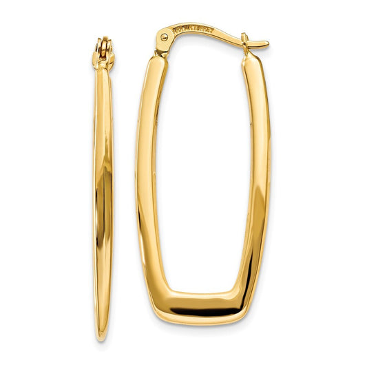 14k Yellow Gold Polished 2.25mm Rectangle Hoop Earrings Gift for Women