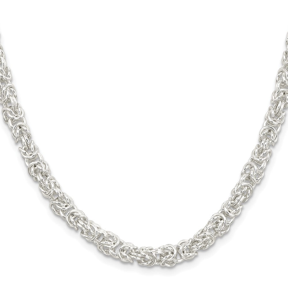 Sterling Silver 5.5mm Rounded Byzantine Chain Necklace