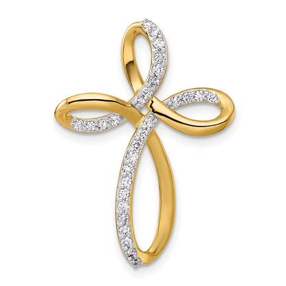 14k Yellow Gold Diamond Cross Chain Slide