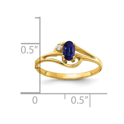 14k Yellow Gold 5x3mm Oval Sapphire AA Diamond ring
