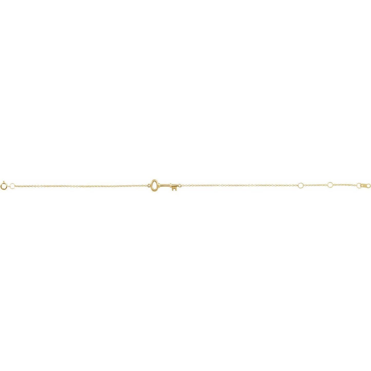 14K Yellow Gold Petite Key 6 1/2-7 1/2" Bracelet Gift for Women