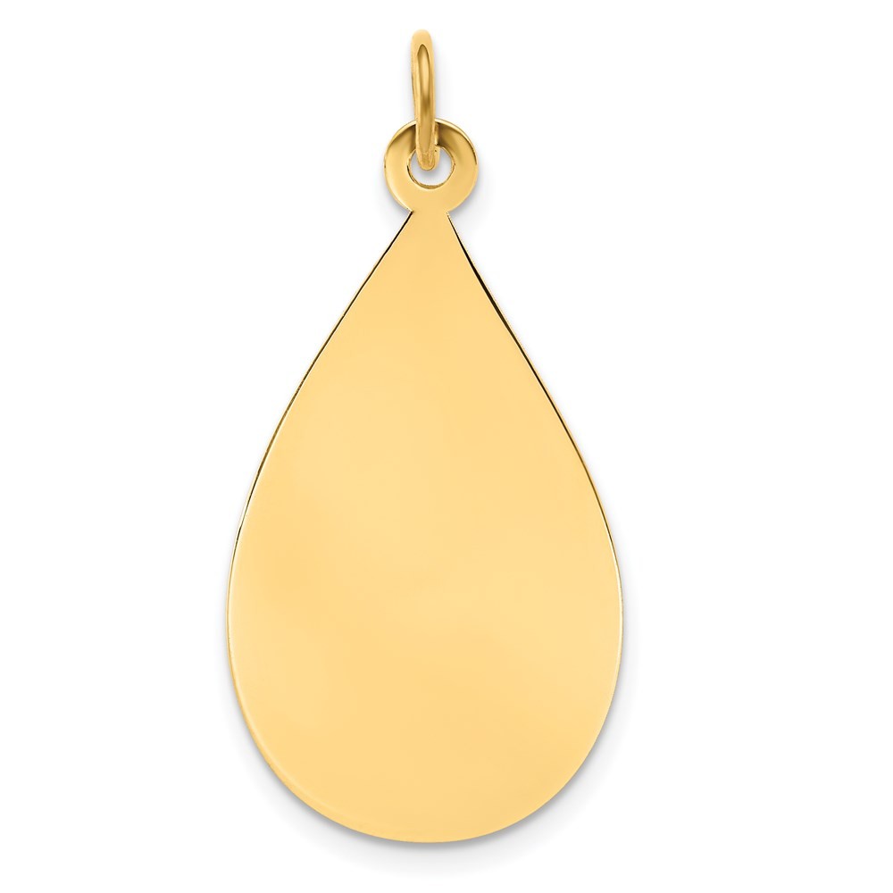 14k Yellow Gold Plain .018 Gauge Engravable Raindrop Disc Charm