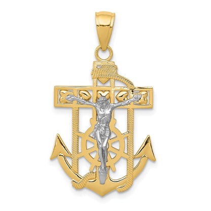 14k Two-tone Gold Mariner's Crucifix Pendant for Women