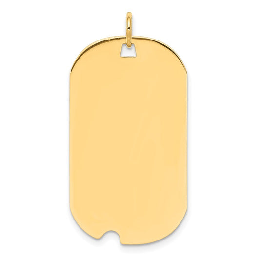 14k Yellow Gold Plain .035 Gauge Engravable Dog Tag w Notch Disc Charm