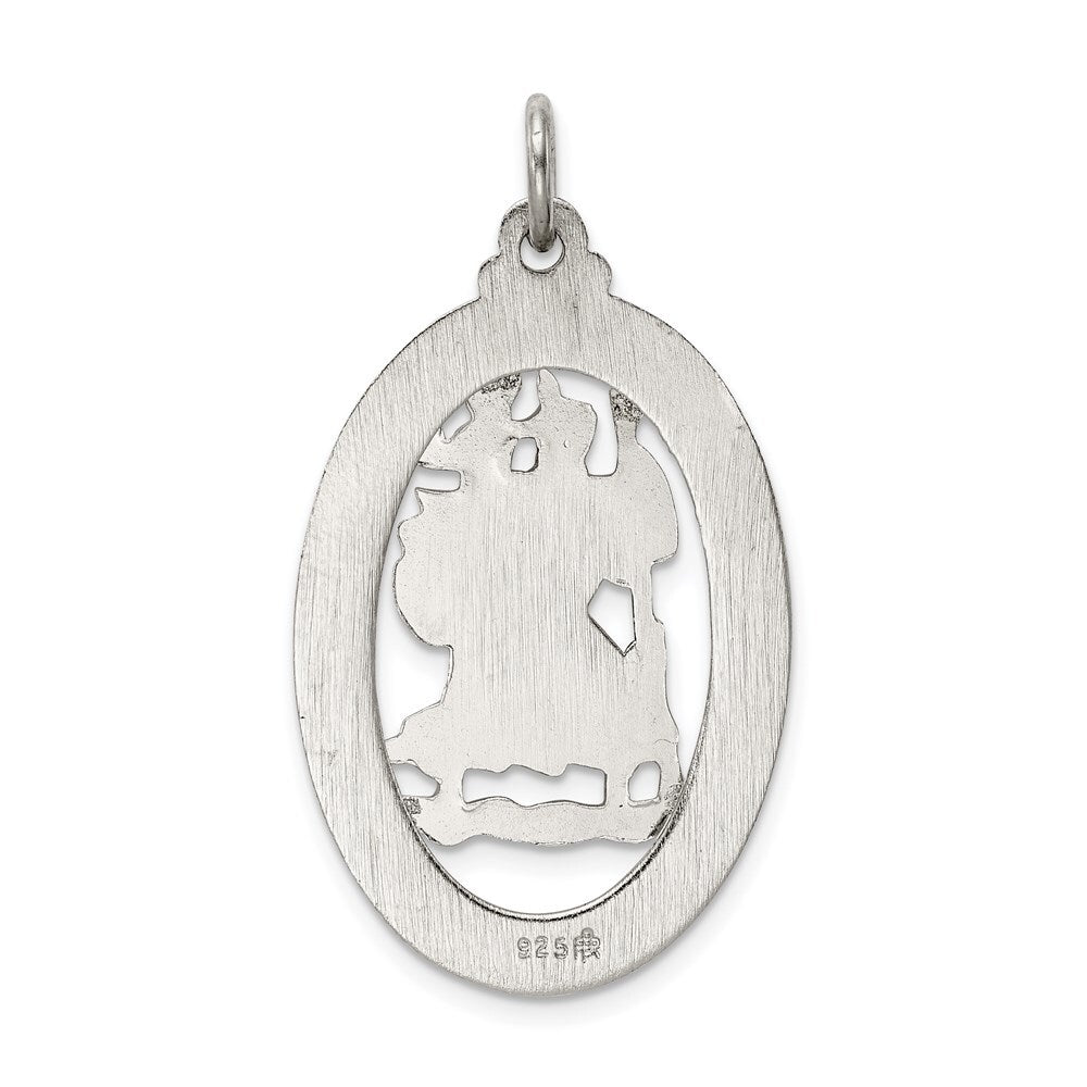 Sterling Silver Rhodium-plated Saint Christopher Medal Pendant