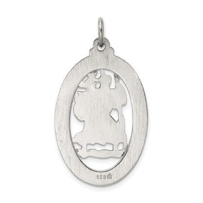 Sterling Silver Rhodium-plated Saint Christopher Medal Pendant