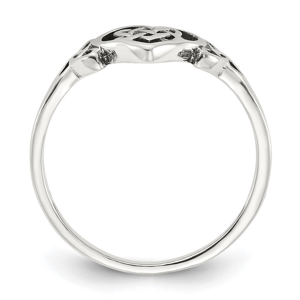 Sterling Silver Antiqued Heart with Celtic Knot Ring Size 8