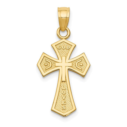 14k Yellow Gold Reversible Passion Cross Pendant