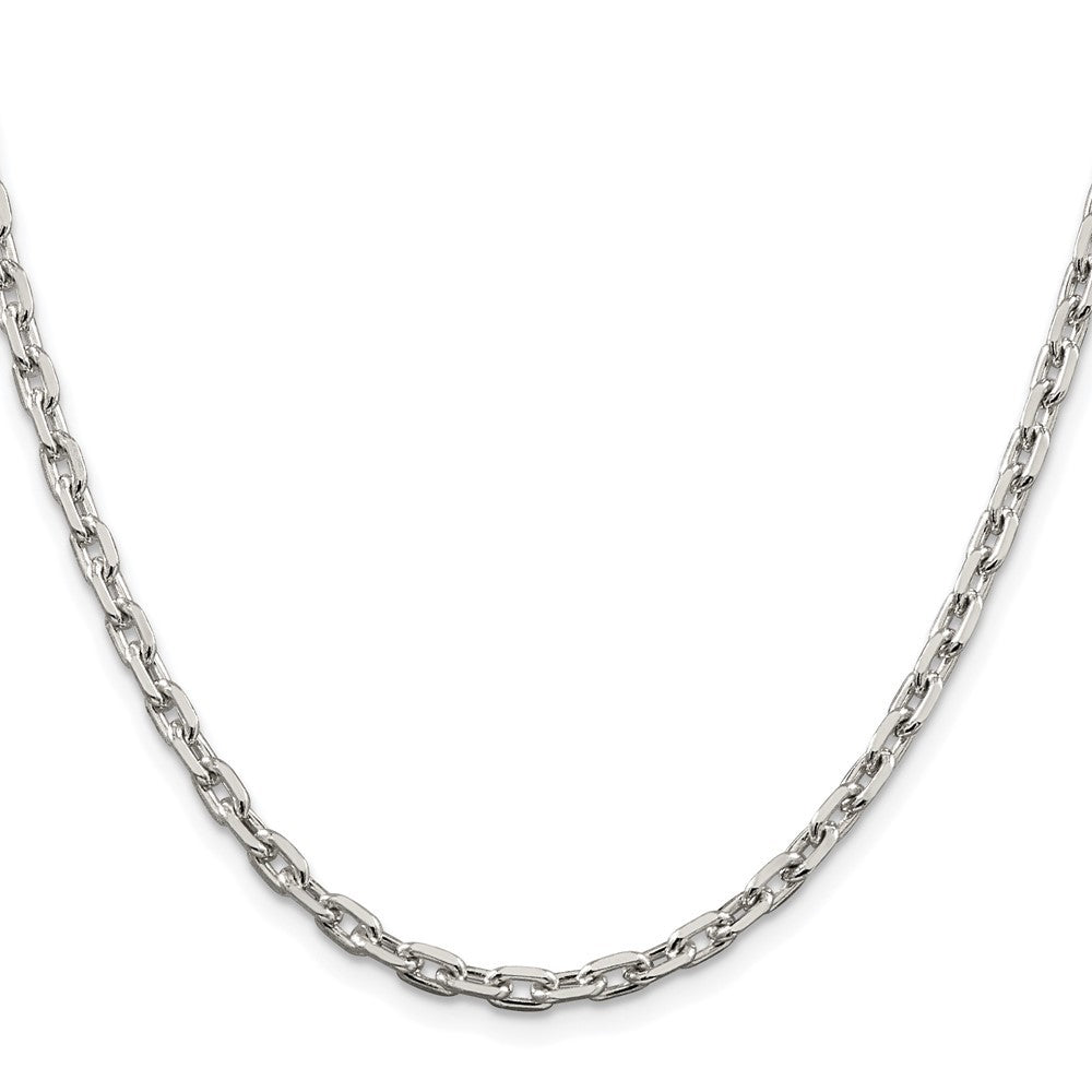 Sterling Silver Rhodium-plated 3.95mm Beveled Oval Cable Chain Necklace