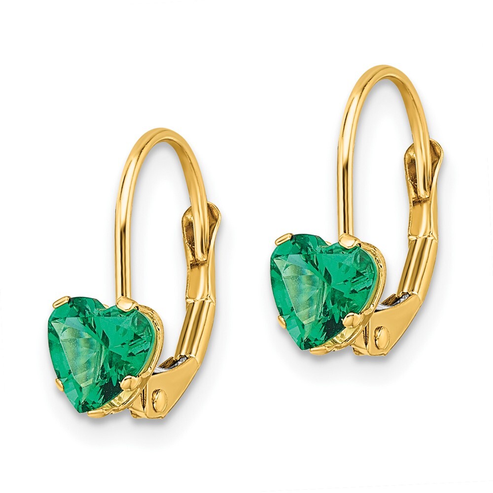14k Yellow Gold 5mm Heart Mount St. Helens Dangle Earrings Leverback