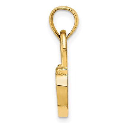 14k Yellow Gold Polished Heart Lock Charm Pendant for Women