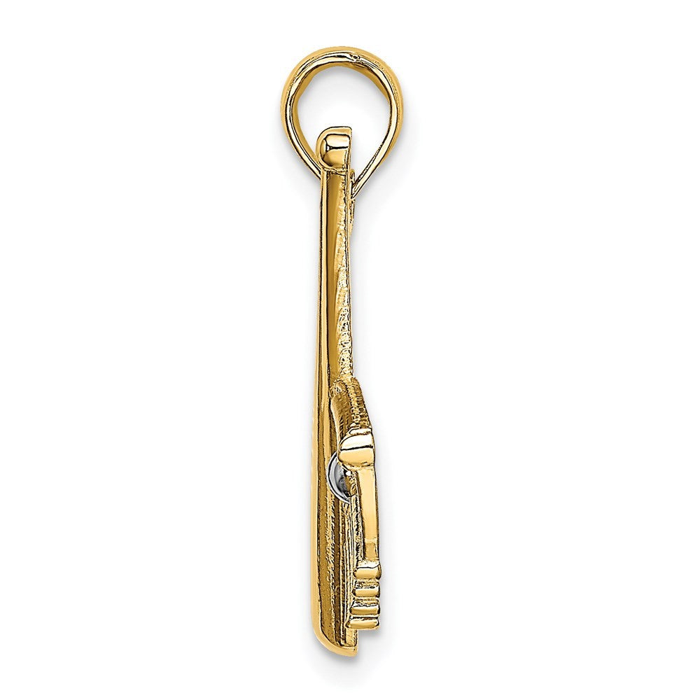 14k Yellow Gold Baseball Bat With Rhodium Ball Charm