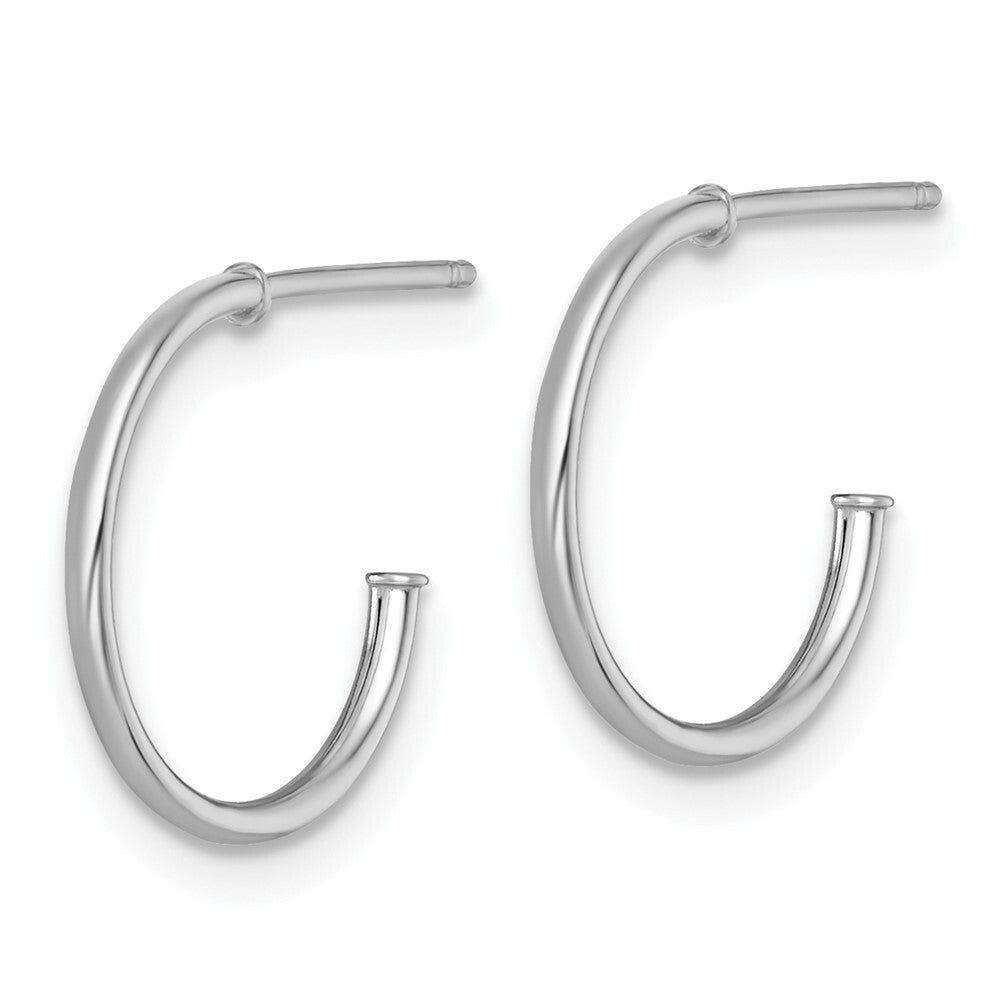 14k White Gold Polished 1.2 x 14mm Solid C-Hoop Earrings Gift for Women