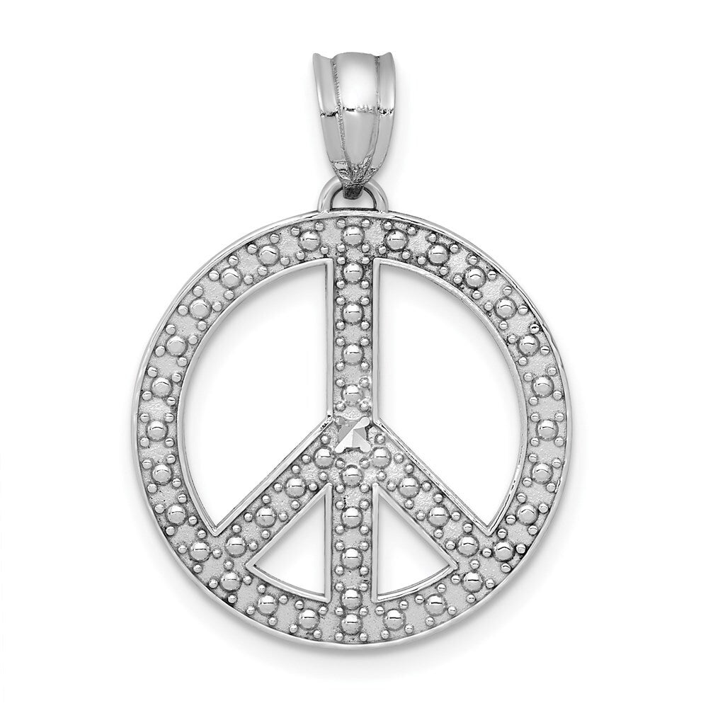 14k White Gold White Peace Symbol Pendant for Women
