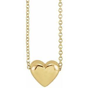 14k Yellow Gold Puffy Heart 16-18" Necklace