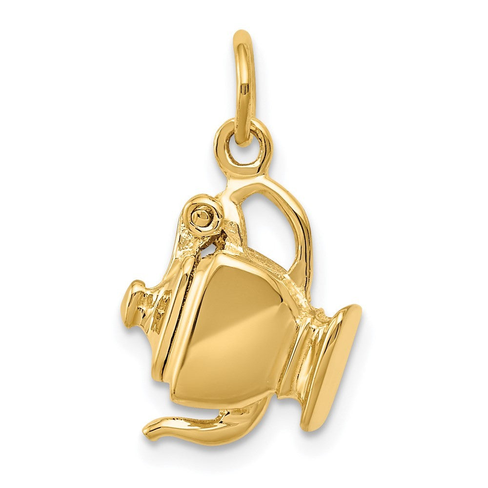 14k Yellow Gold 3-D Tea Pot Lid Opens Charm Pendant