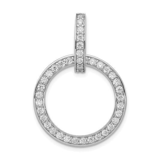 Sterling Silver Rhodium-plated Cubic Zirconia Circle Pendant