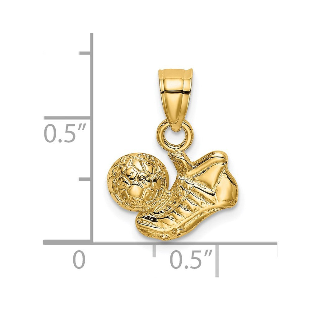 14k Yellow Gold Soccer Ball w/Shoe Charm