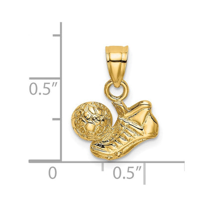 14k Yellow Gold Soccer Ball w/Shoe Charm