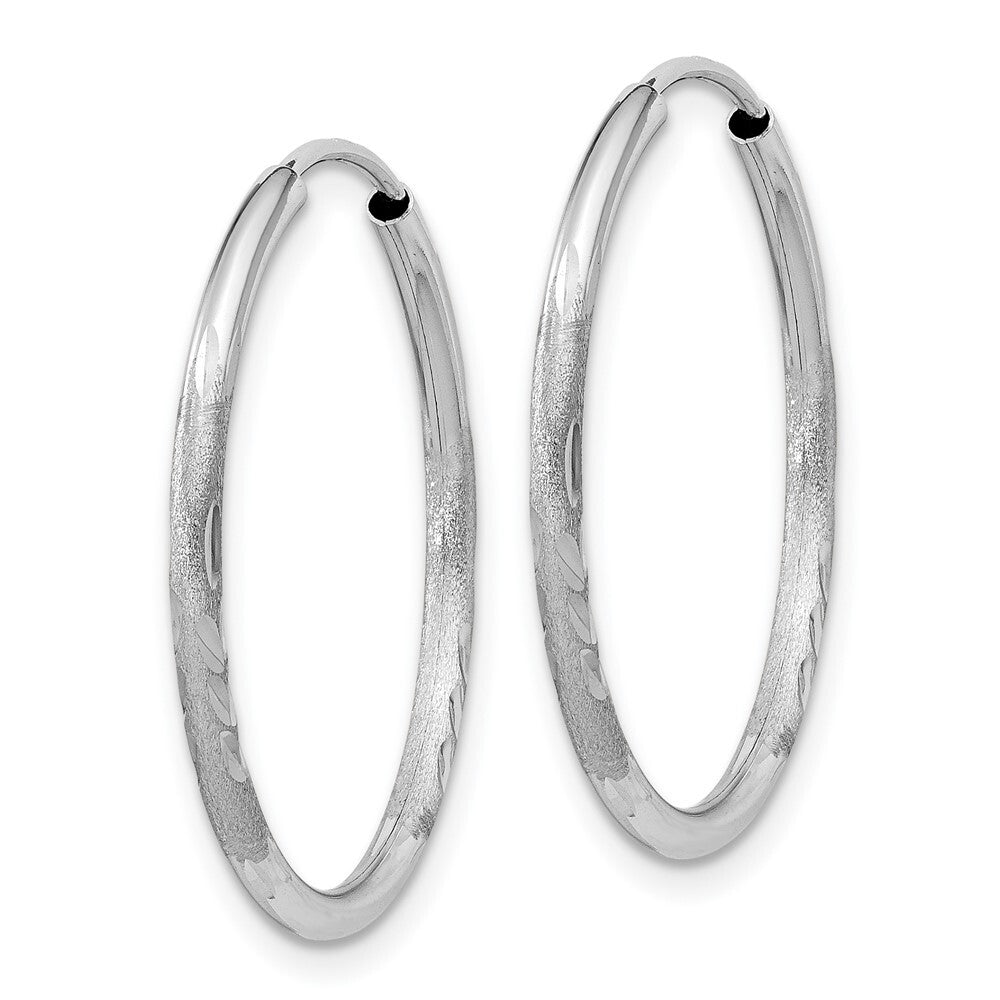 14k White Gold 1.5mm Diamond-cut Endless Hoop Earrings Gift for Women
