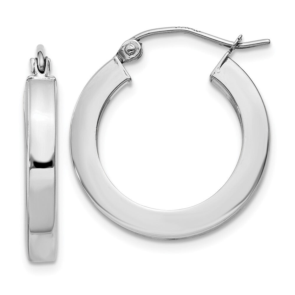 14k White Gold Square Tube Hoop Earrings Gift for Women