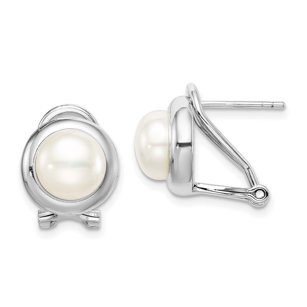 Sterling Silver 8-9mm Freshwater Cultured Pearl Omega Back Earrings