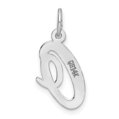 14k White Gold Medium Script Letter O Initial Charm Pendant for Women