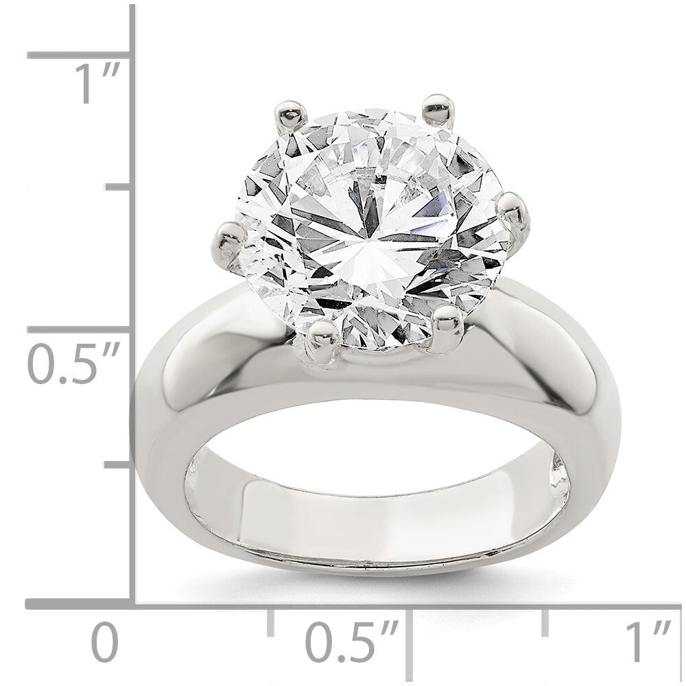 Sterling Silver Solitaire Round Cubic Zirconia Ring Size 8