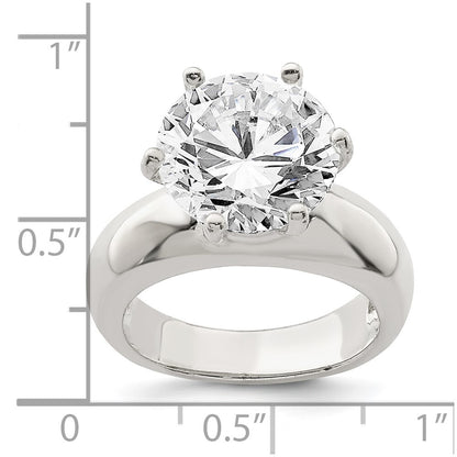 Sterling Silver Solitaire Round Cubic Zirconia Ring Size 8
