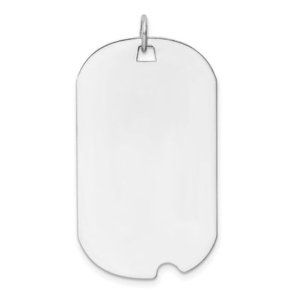 14k White Gold Plain .013 Gauge Engravable Dog Tag Notch Disc Pendent